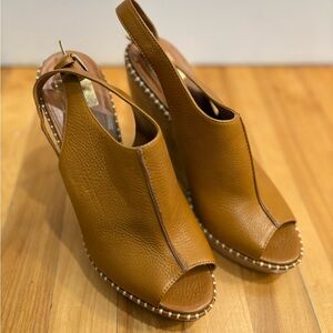 Dolce Vita Tan Leather Wedge Sandals